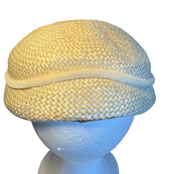 Vintage Cream Floral Straw Hat - Picture 3 of 6